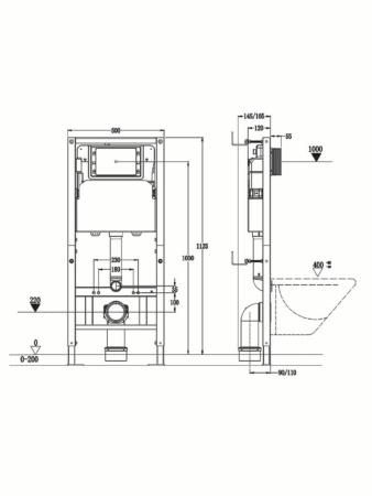 Инсталляция для подвесного унитаза Agger ACC500 без кнопки